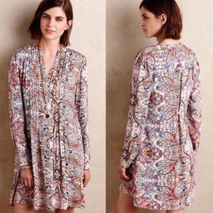Anthropologie 11.1. Tylho San Paulo Paisley Pintuck Tunic Dress, Size Large